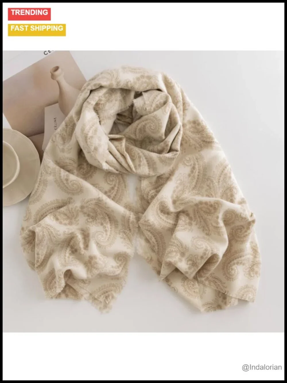 Oversized Paisley Pashmina Shawl Wrap - Soft Lightweight Polyester Winter Scarf